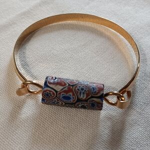 Gold Bracelet with Multicolor Bead